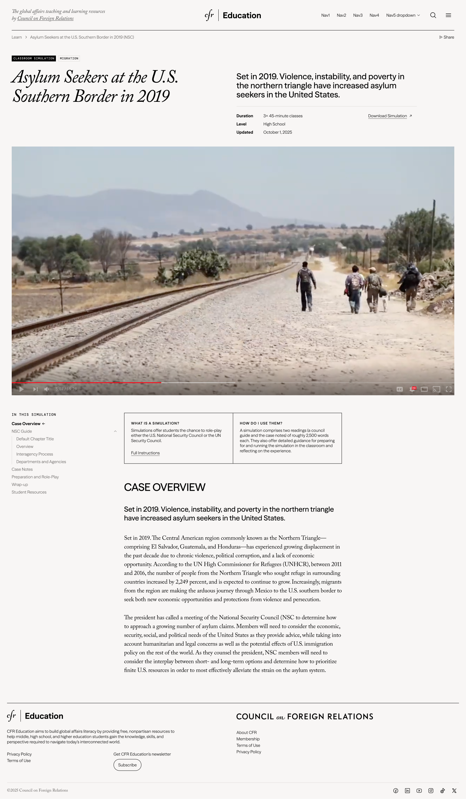 Simulation page